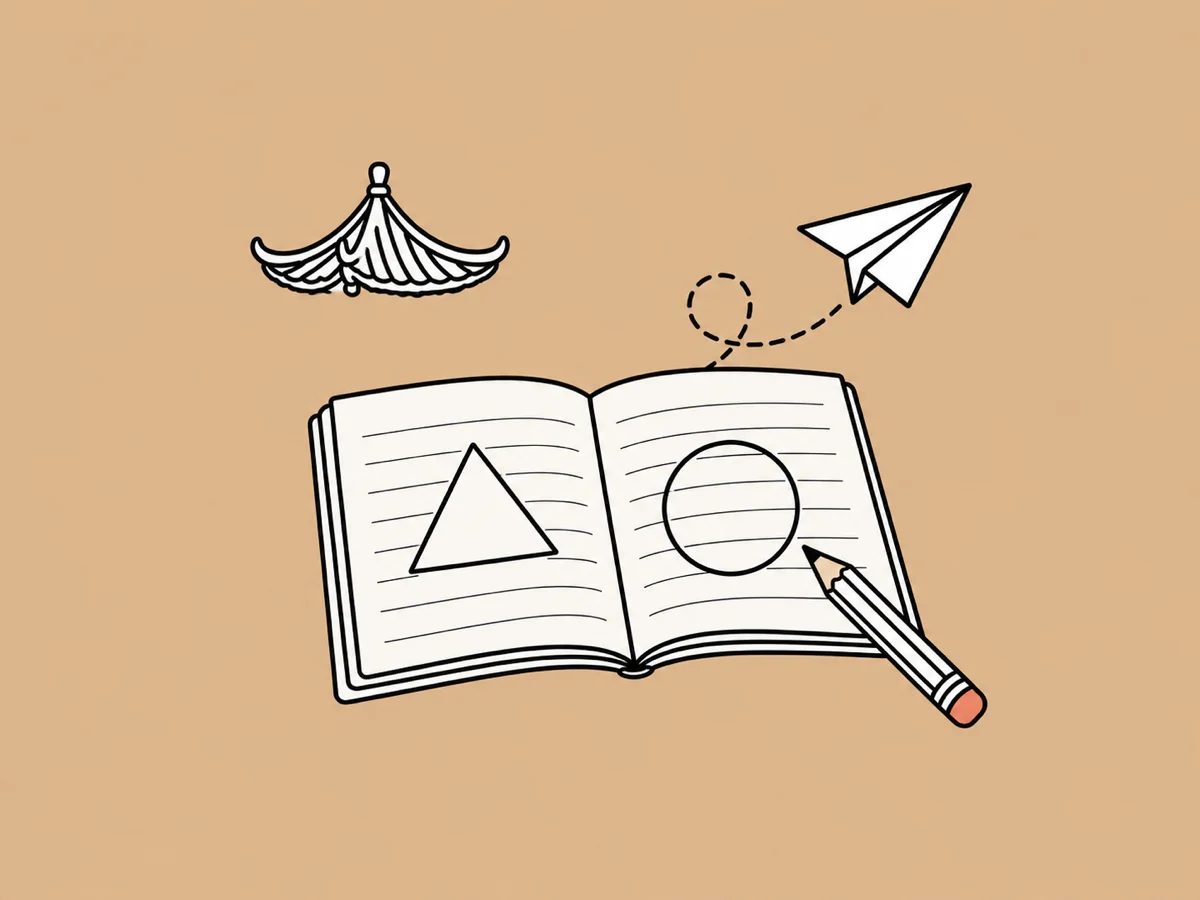 An open study book with a paper plane